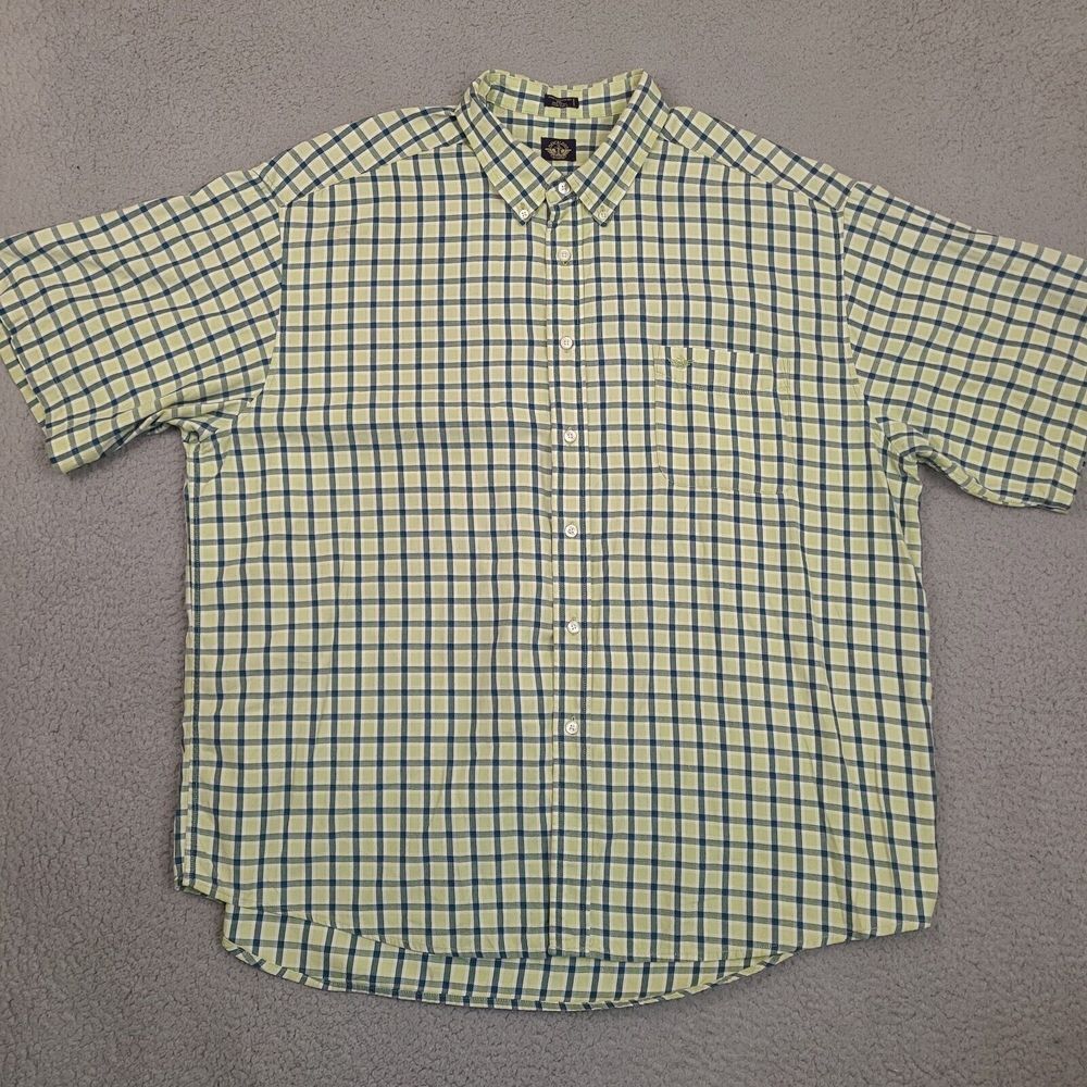 Vintage Dockers Shirt Mens XXL Green Plaid Short Sleeve Button Down Cotton 90's